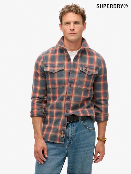 Superdry Yosemite Check Navy Cotton Worker Check 100% Cotton Shirt (667651) | €76