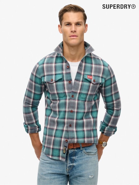 Superdry Yosemite Check Blue Cotton Worker Check 100% Cotton Shirt (667654) | €76