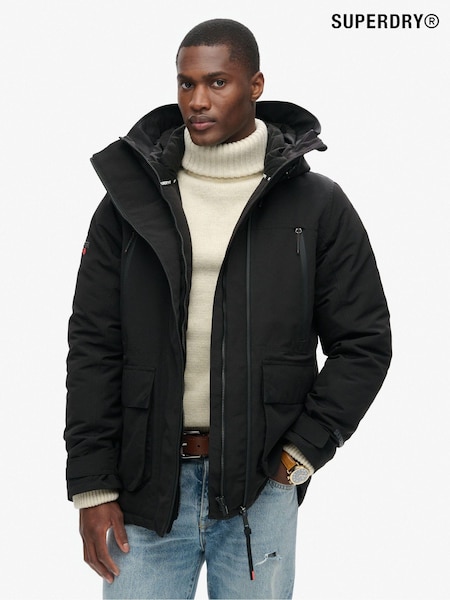 Superdry Black Hood Ultimate Emb Winbreaker Jacket (667715) | $175