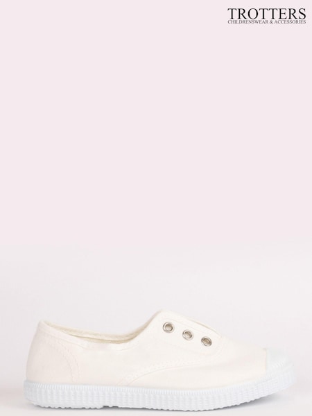 לבן - Trotters London Plum Canvas Pumps (667863) | ‏161‏₪ - ‏191‏ ₪