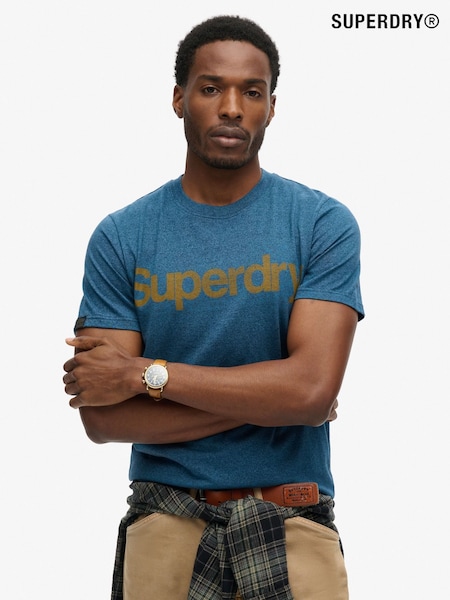 морська хвиля синій Grit - Superdry Основний логотип Класична футболка (667868) | 1 802 грн
