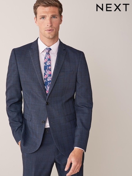 Mid Blue Slim Check Suit Jacket (667975) | € 25