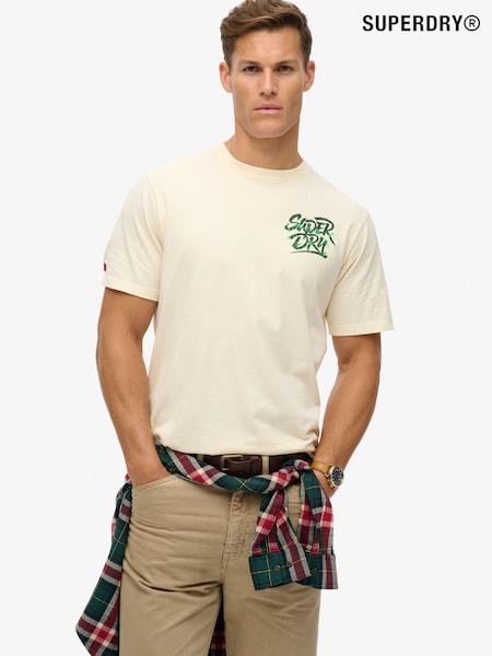 Superdry Rice White 100% Cotton Lo-Fi Punk Graphic Loose T-Shirt (668031) | €37