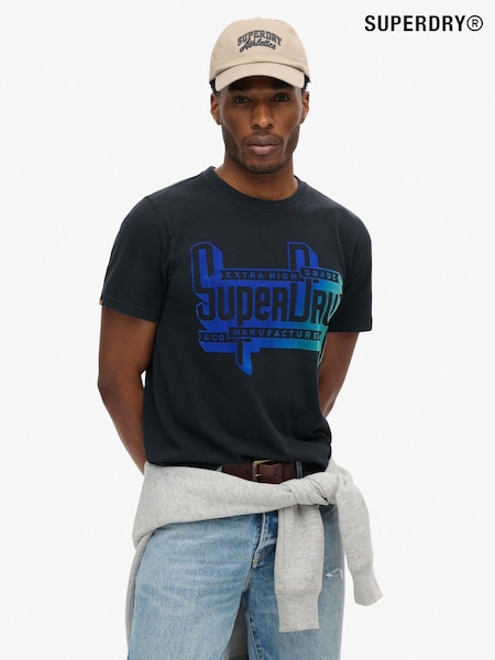 Superdry Black Flocked Faded Graphic T-Shirt (668099) | €45