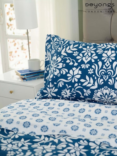 Deyongs Ornamental Tile Floral Duvet Cover And Pillowcase Set