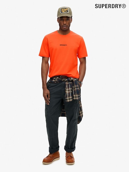 Superdry Bold Orange Micro Logo Graphic Loose 100% Cotton T-Shirt (668214) | €45