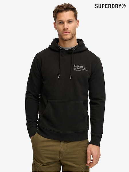 Negru - Superdry 100% Cotton Core Logo City Hanorac cu glugă (668219) | 280 LEI
