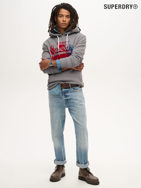 Superdry Mid Grey Flocked Fade Graphic Hoodie (668259) | R$ 590
