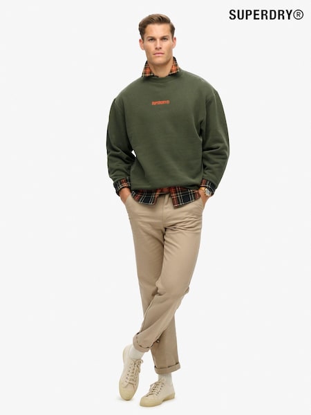 Caqui militar - Superdry Army Khaki Micro Logo Graphic Loose Crew Neck Sweatshirt (668536) | 72 €