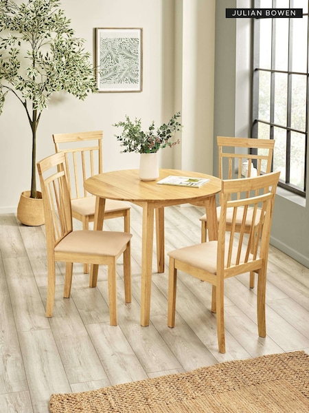 Julian Bowen Coast Round Extendable Dropleaf Dining Set With 4 Chairs