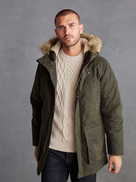Khaki Green British Millerain Signature Waxed Coated Parka Jacket (669647) | €63