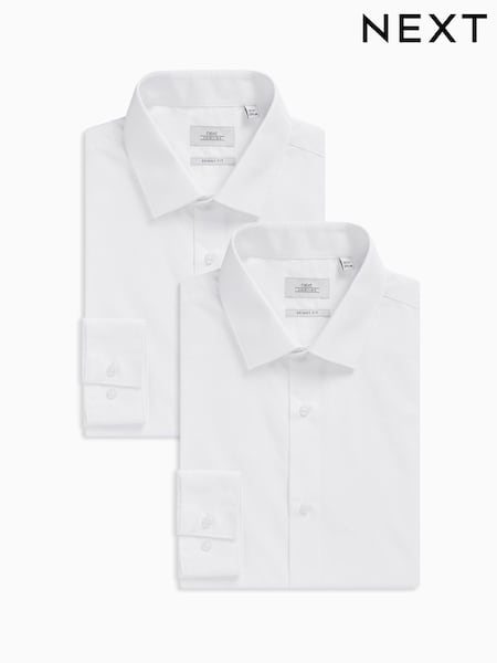 White Skinny Fit Easy Care Single Cuff Shirts 2 Pack (669823) | 110 zł