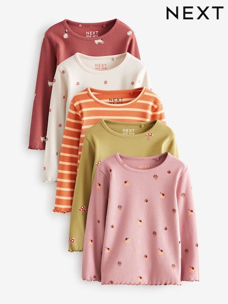 برتقالي داكن - Ribbed Long Sleeve Tops 5 Pack (3mths-7yrs) (670178) | ‏23 د.إ.‏ - ‏ 27‏ د.إ.