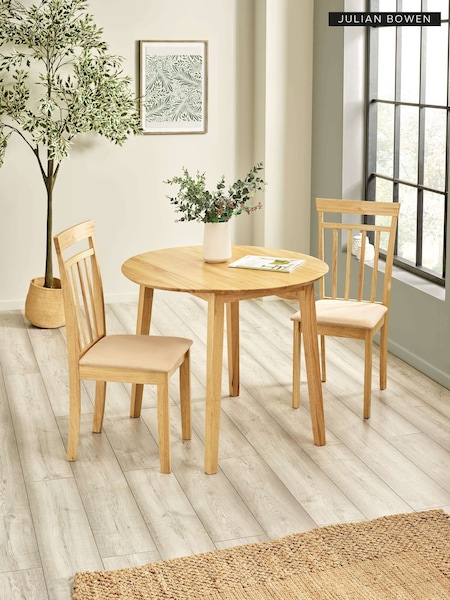 Julian Bowen Coast Round Extendable Dropleaf Dining Set With 2 Chairs