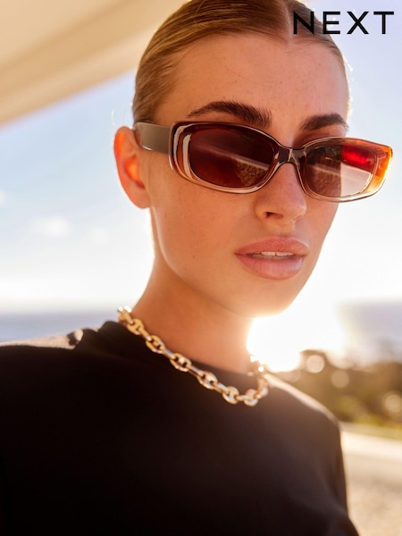 Brown Slim Rectangle Sunglasses (670297) | €11