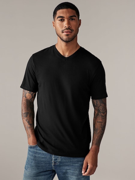 Black Slim Fit Essential V-Neck T-Shirt (671088) | €9