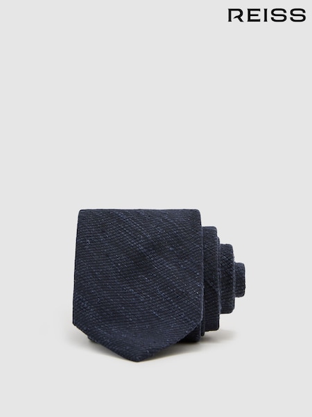 marine - Regular Reiss Ermo Silk-blend Slub Textured Tie