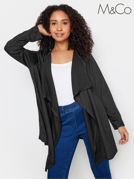 أسود - M&Co Petite Waterfall Cardigan (671472) | ‏169 د.إ.‏