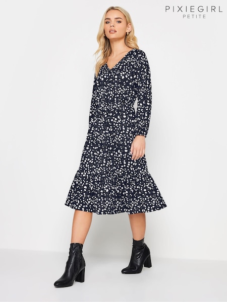 PixieGirl Petite Black V-Neck Tiered Midi Dress (671818) | €40