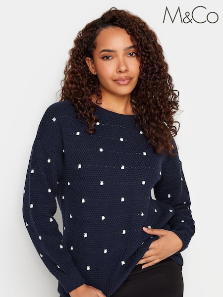 M&Co Blue Polka Dot Jumper (671872) | AED198