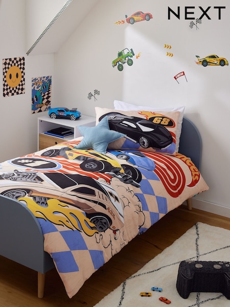 Multi Hot Wheels Reversible Polycotton Single Duvet Cover and Pillowcase Set (672073) | 156 SAR
