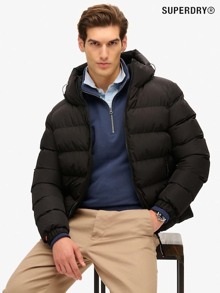 Superdry Black Hooded Sports Water-Repellent Puffer Coat Jacket (672140) | €144