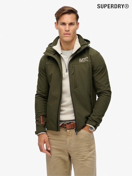 Superdry Army Khaki Hooded Soft Shell Trekker Jacket (672157) | OMR23