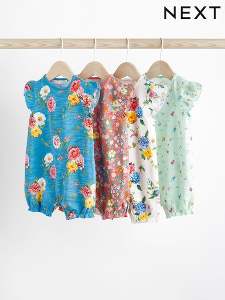 Roșu Floral/Verde/Albastru - Set de salopete Bebeluș 100% Bumbac 4 (672201) | 94 LEI - 114 LEI