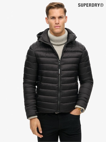 Superdry Black Hooded Fuji Sport Padded Coat Jacket (672282) | €152