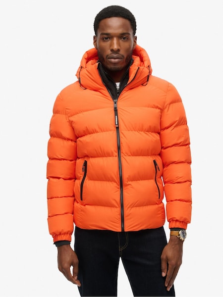 Superdry Orange Hooded Sports Water-Repellent Puffer Coat Jacket (672290) | $0