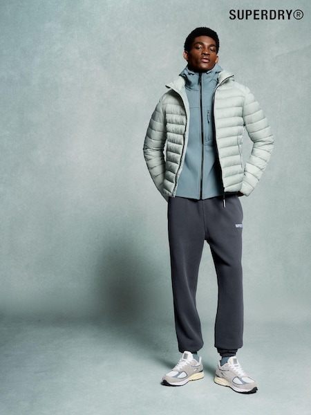 Superdry Pigeon Grey Hooded Fuji Sport Padded Coat Jacket (672292) | €76