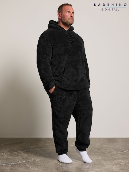 Black - Regular Badrhino Big & Tall Fleece Lounges Set