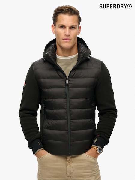 Superdry Black Hooded Storm Fleece Bomber Jacket (672326) | 235 QAR