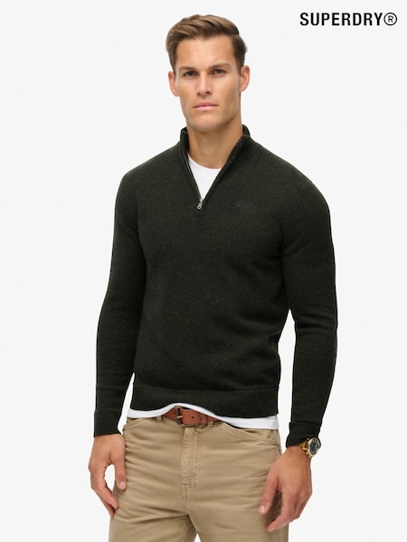 Темний MOSS Мергель - Superdry базові джемпери Embroided Knit Quarter Zip (672337) | 3 004 грн