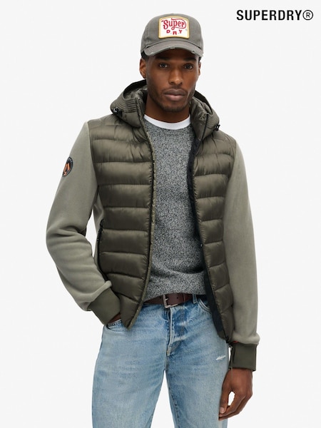 Verde oliva polvoriento - Superdry Hooded Storm Fleece Bomber Jacket (672349) | 145 €