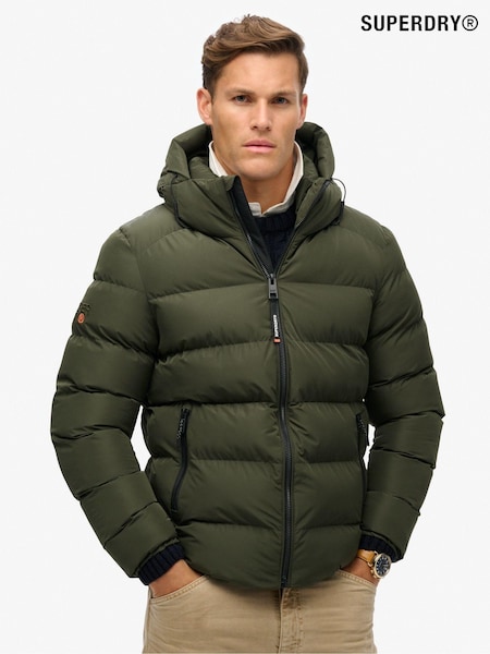 Superdry Green Hooded Sports Water-Repellent Puffer Coat Jacket (672357) | 329 QAR