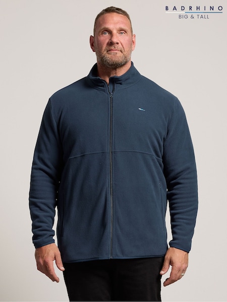 Blue - Regular Badrhino Big & Tall Essential Zip Through Fleece