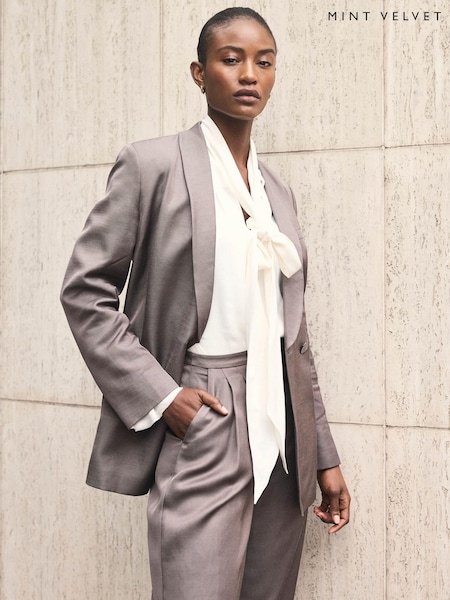Brown - Mint Velvet Double Breasted Blazer