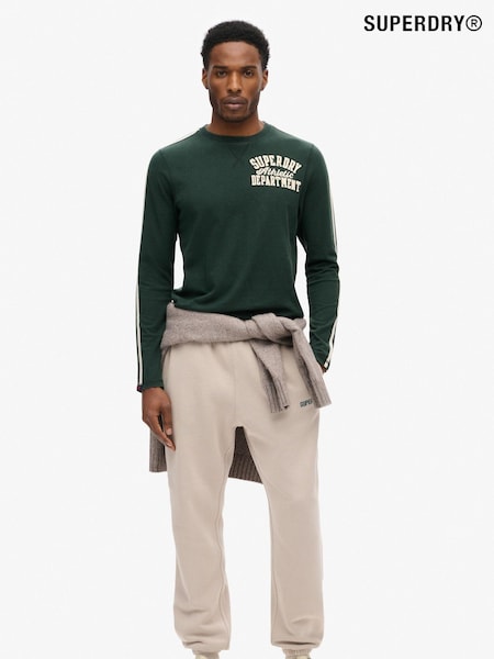 Superdry Green 100% Cotton Vintage Athletic Long Sleeve Striped T-Shirt (672443) | 223 QAR