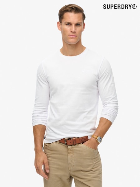 Superdry White 100% Cotton Essential Logo Long Sleeve Top (672506) | €26