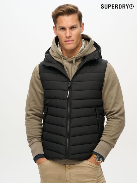 Superdry Black Hooded Fuji Sport Padded Gilet (672546) | €73