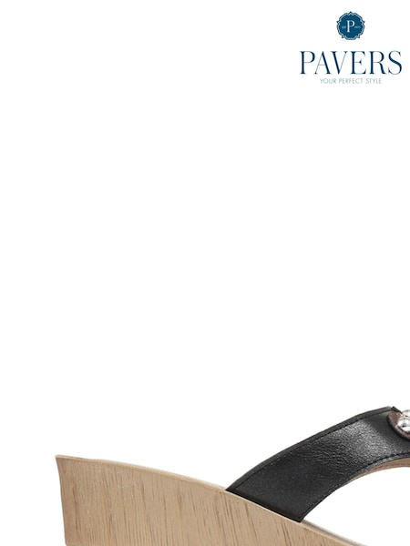 Pavers Black Pavers Toe Post Wedge Sandals (672548) | €16 - €21