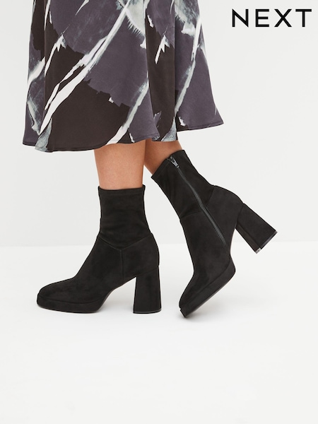 Black Forever Comfort® Platform Sock Ankle Boots (672663) | €26.50