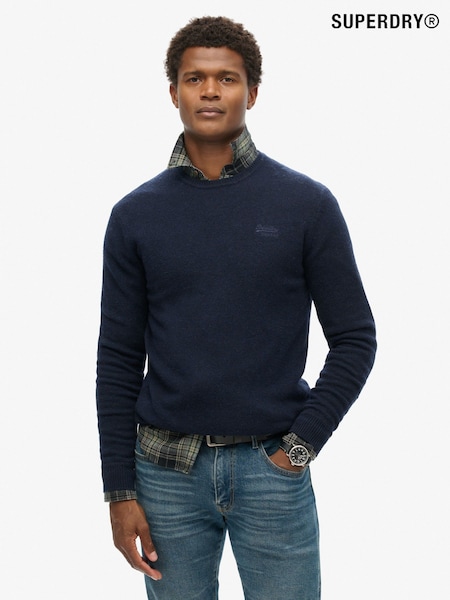 Bleumarin argilă - Superdry Croială slim fit Esențiale Guler rotund Pulover (672926) | 234 LEI