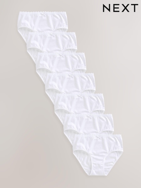 White Heart Lace Trim Briefs 7 Pack (1.5-16yrs) (673082) | AED30 - AED44