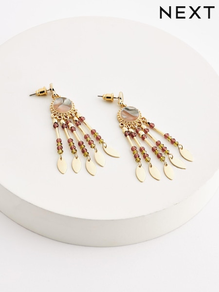 Gold Tone Bead Drop Earrings (673156) | €6