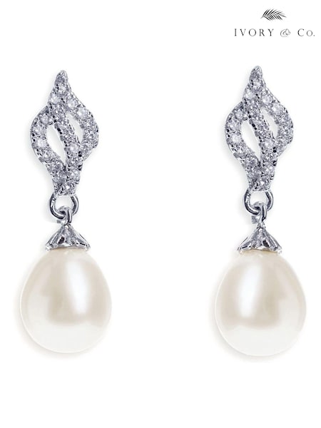 Ivory & Co Rhodiium Lisbon Crystal And Pearl Romantic Earrings (673177) | €36