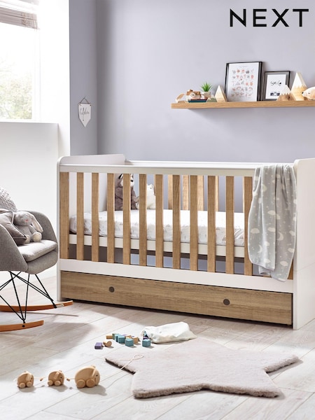 White/Wood Effect Parker Kids Nursery Convertible Cot Bed (673628) | €505