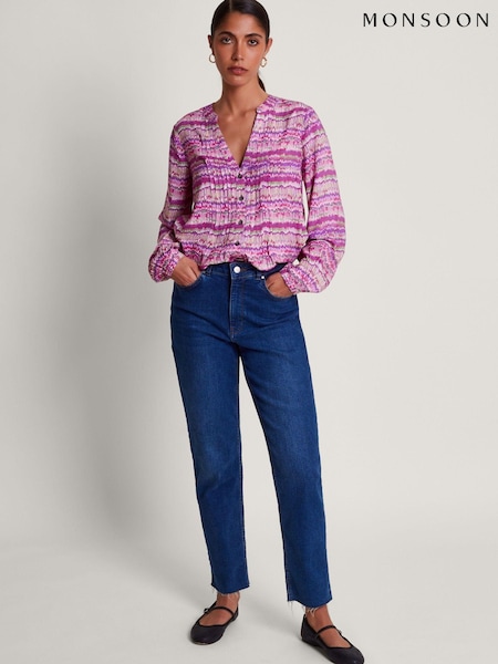 Monsoon Pink Blaire Brushstroke Print Blouse (674095) | €21