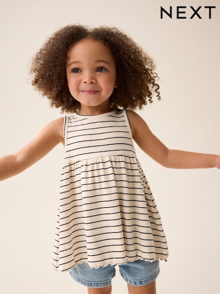 Črno-bela, črte - Peplum Ribbed Vest (3mths-7yrs) (674391) | € 3 - € 4